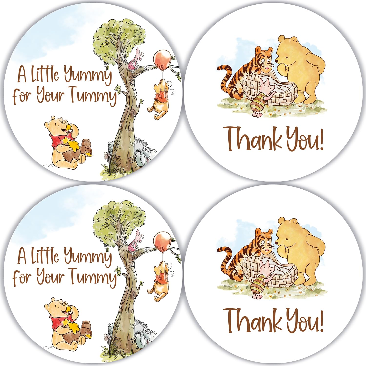 Cgvovgr 80Pcs A Little Yummy for Your Tummy Honey Jar Stickers Thank You Labels, Baby Shower Gender Reveal Stickers Decorations Bee, Winnie Baby