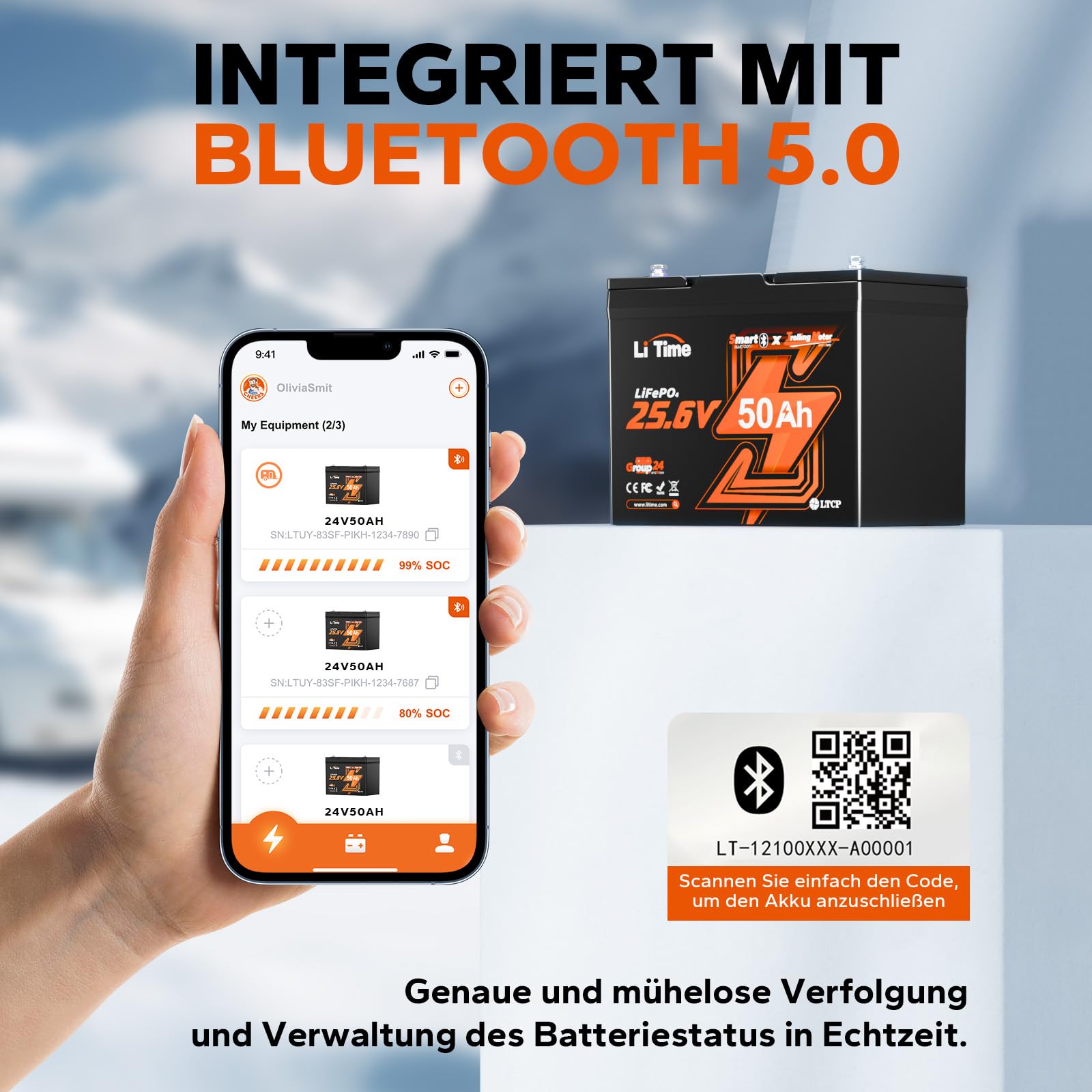 Refurbished LiTime 12V 50Ah TM Bluetooth LiFePO4 Lithium Batterie LowTemp Schutz Refurbished LiTime 12V 50Ah TM Bluetooth LiFePO4 Lithium Batterie LowTemp Schutz