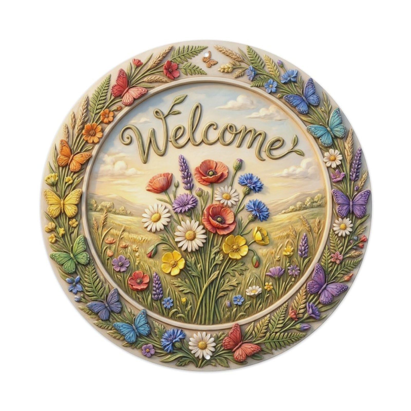 Metal Tin Sign Wildflower Meadow Welcome Nature Bloom
