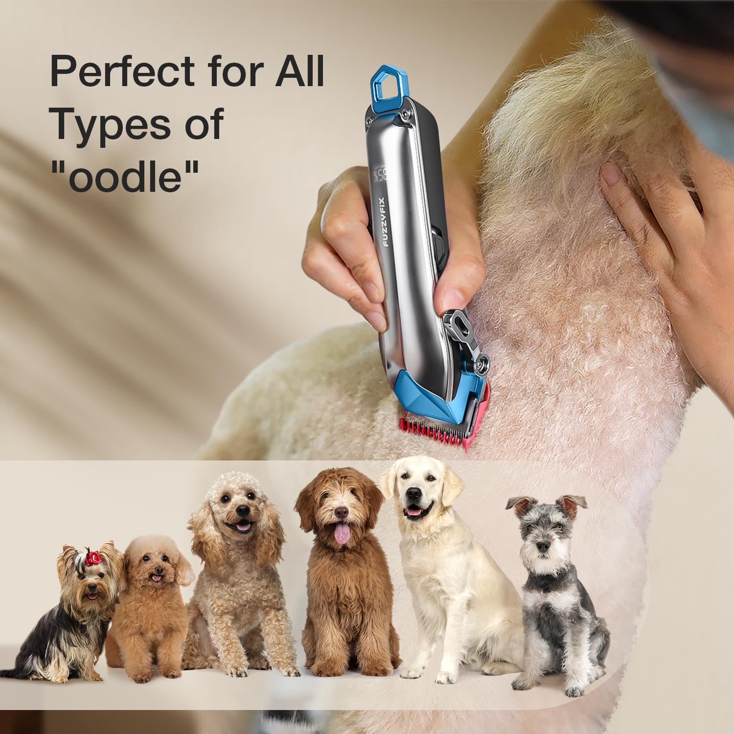 Maquina Cortar Pelo Perros, Cortapelos para Perros con Cuchillas de Cerámica, Inalámbrico Máquina de Cortar Pelo Perro, PC,Apta para Largo y Pelo Grueso,Plata
