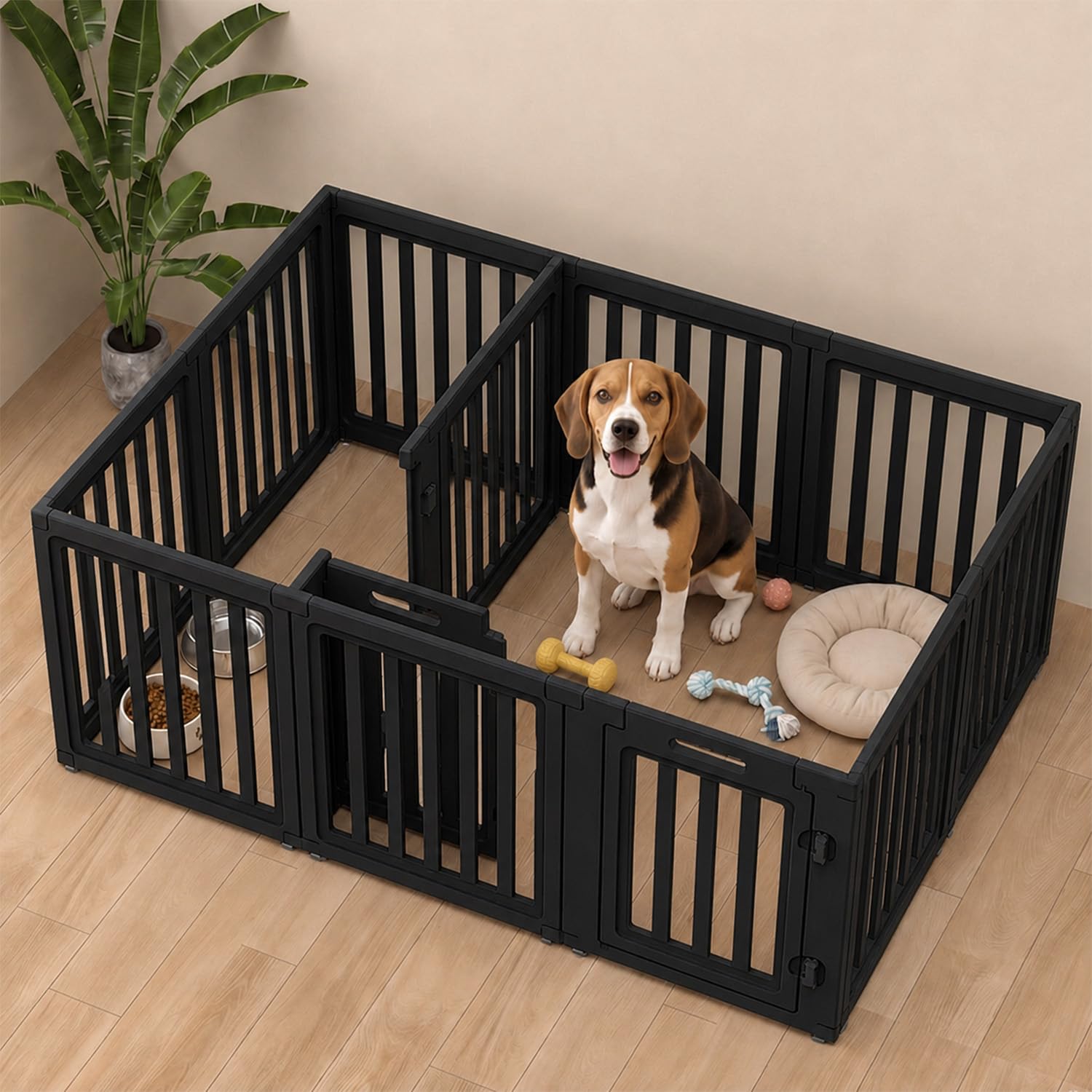 EVERFRONT Dog Playpen Indoor, Puppy Playpen, Black 24" H, 12 Panels