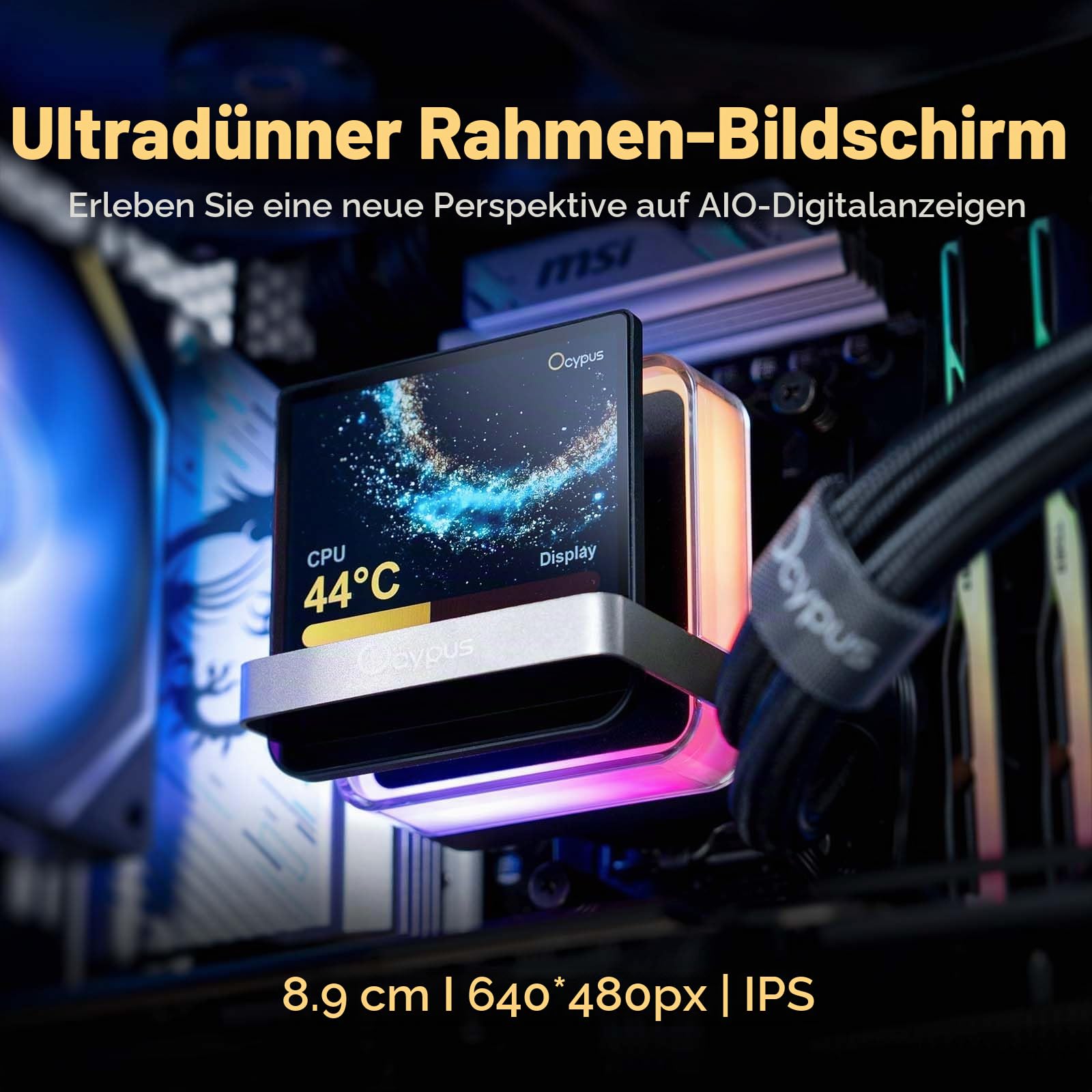 Sigma PRO L36 BK AIO Wasserkühlung 360mm CPU Kühler mit 3.5" IPS Display