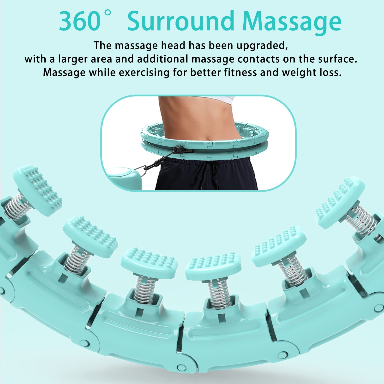 Infinity Weighted Hula Exercise Hoop Plus Size for Adults Weight Loss, 30/24/6 Knots Smart Fitness Hoop for Women/Men Fitness Aids,Fitness and Massage 2 in 1,with Weight Adjustable Spinning Ball