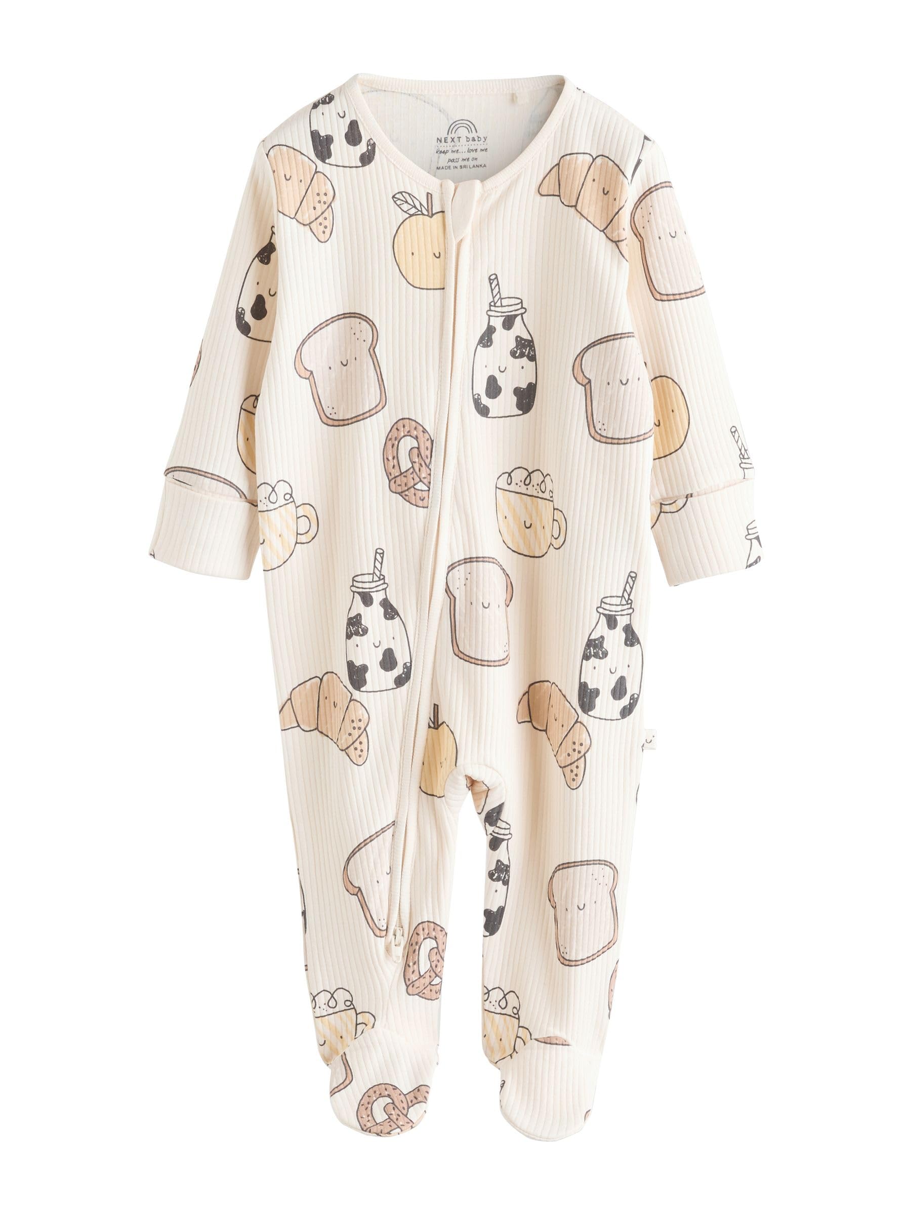 NEXT Unisex Bambino Confezione da 3 Tutine per Neonati con Zip | Neonato, bidirezionale, Standard, Mid Rise, Button, 100% cotone
