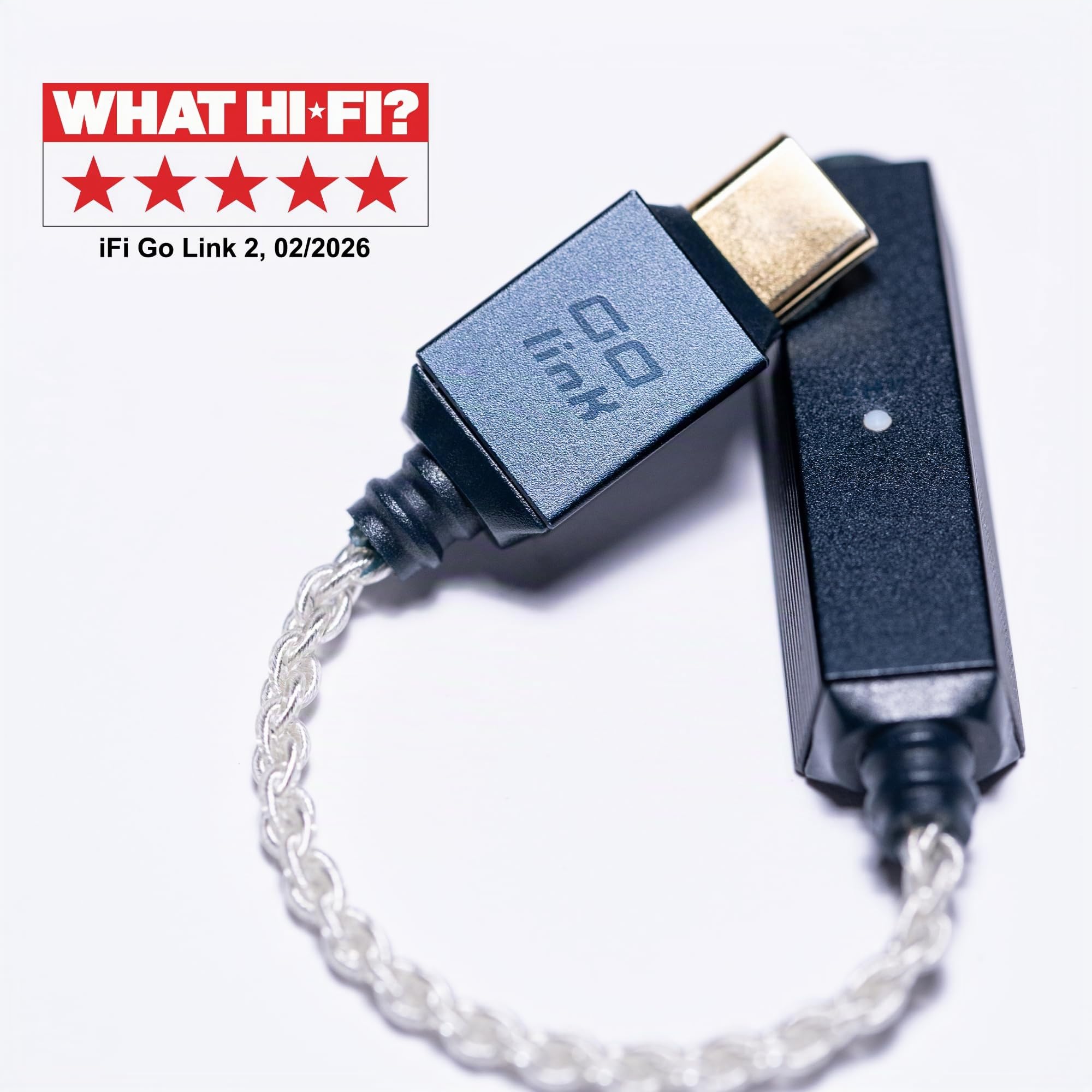 iFi Audio GO Link 2 - DAC portable et amplificateur de casque - Adaptateur USB-C vers 3,5 mm - 29 % plus léger et 8 % plus petit que la 1ère génération - DAC ESS haute résolution prend en charge