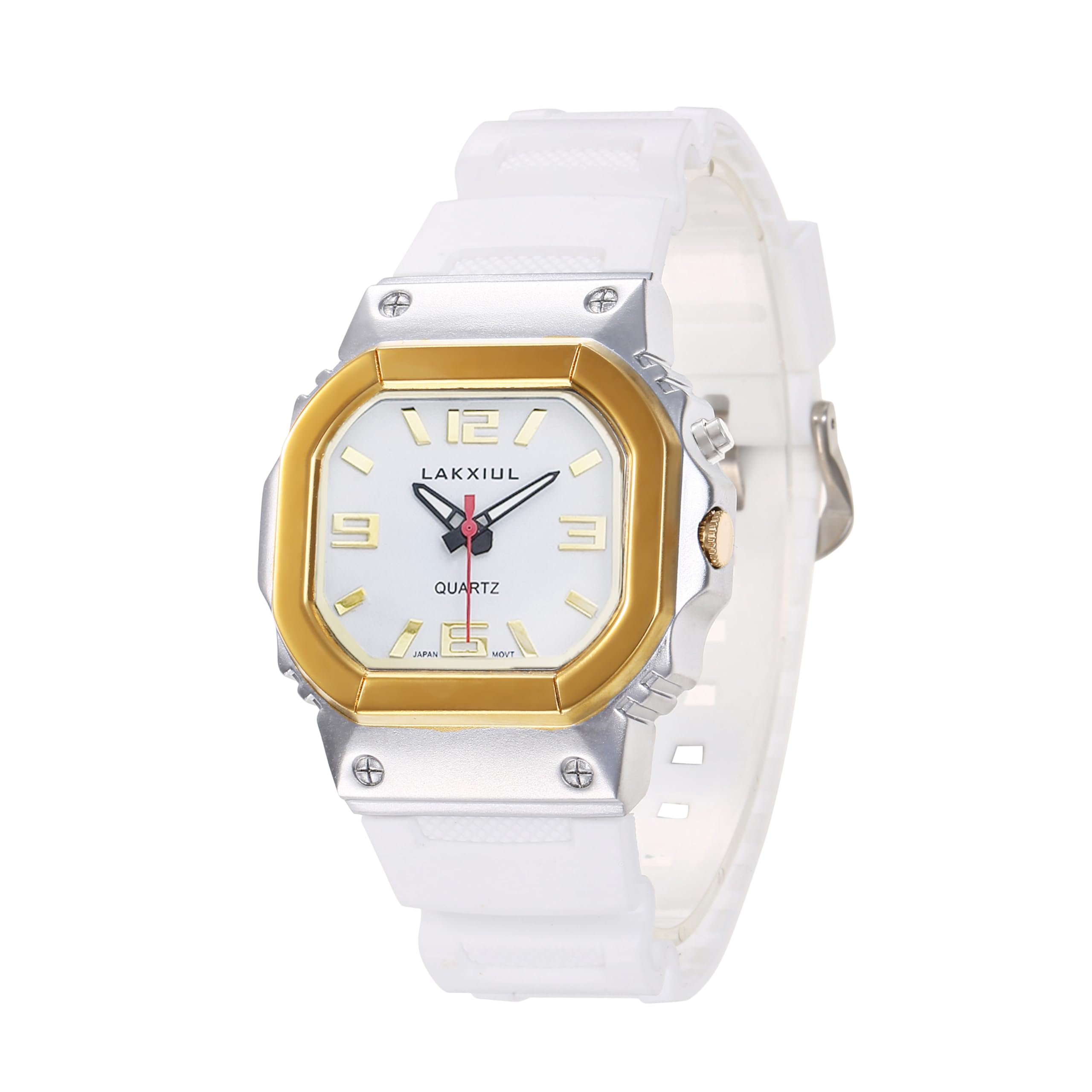 Reloj de voz en inglés para ciegos, personas con discapacidad visual o ancianos, caja de dos colores, correa blanca