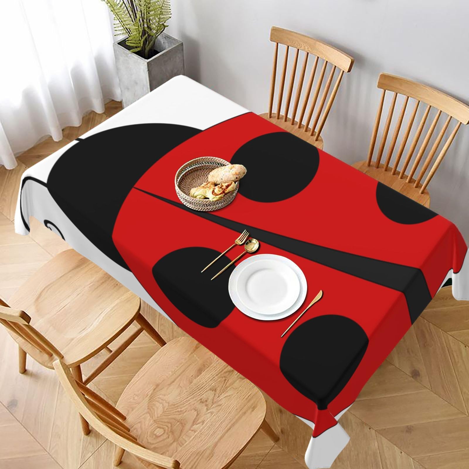 BNVSADC ladybug Printed Rectangle Tablecloth 228x152 CM, Water Resistant Polyester Table Cloth Decorative Fabric Table Covers for Kitchen Dining Table Parties Camping