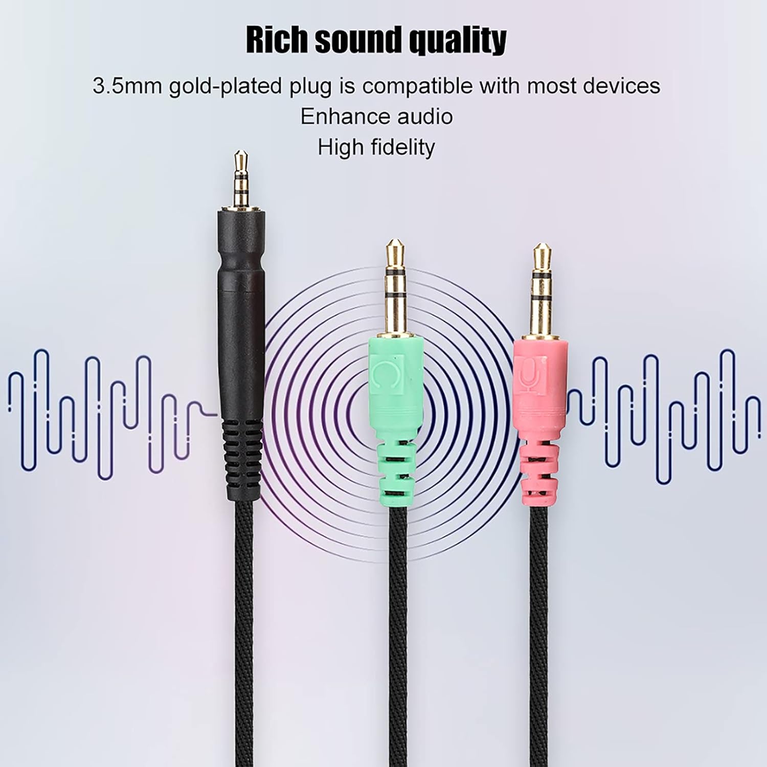 Lightweight Gaming Headphone Cable for G4ME ONE PC 373D PC37X GSP350 500 600 with High Fidelity Audio, Design (PC Version)