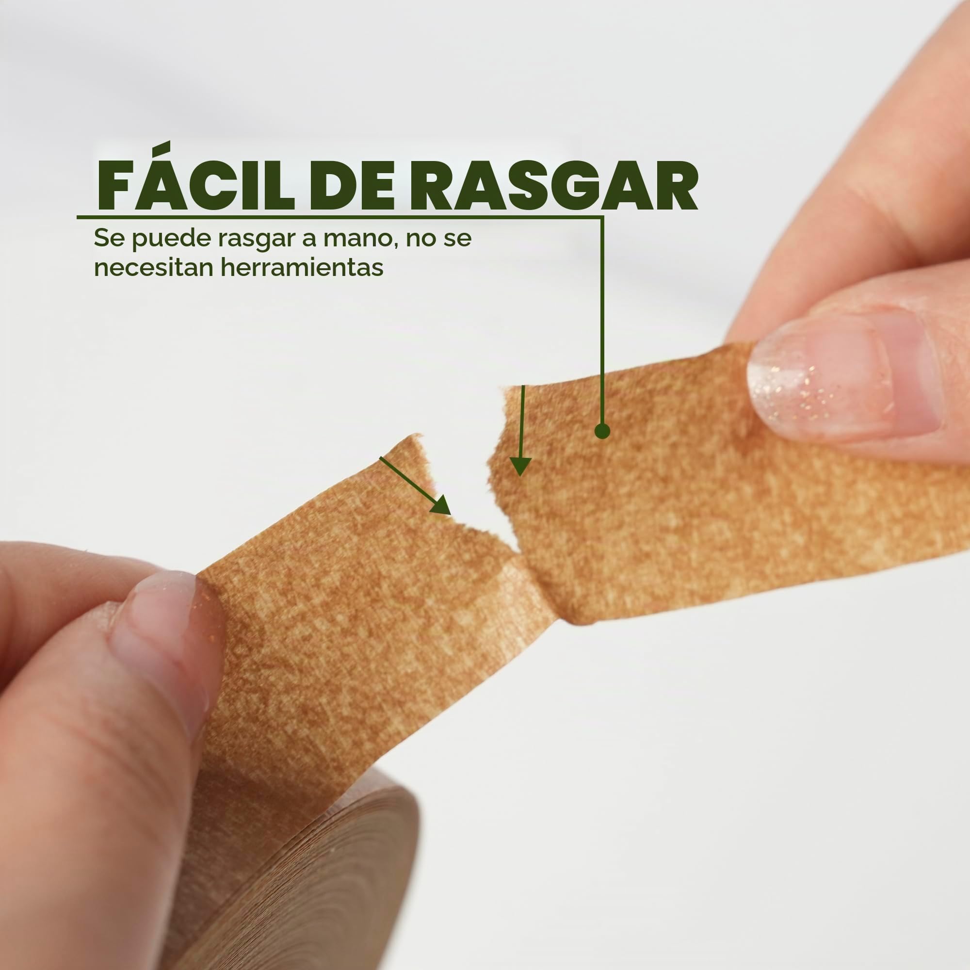 TAPEBEAR Cinta de Embalaje Ecológica Papel Kraft Biodegradable, 24mm x 50m, 12 Rollos, Adhesivo Reciclable para Enmascarar, Sellado y Paquetería, Superficie Escribible