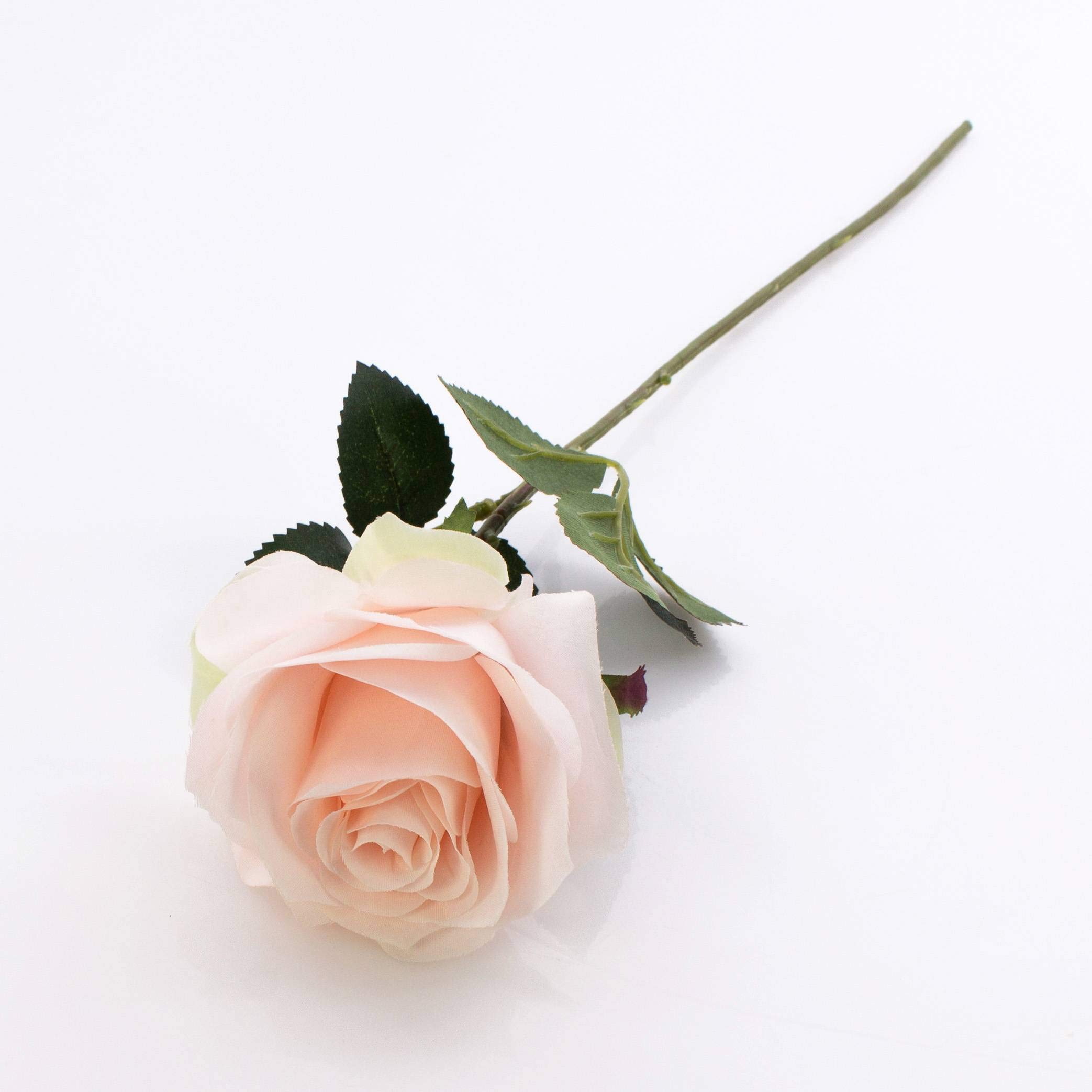 Künstliche Rose SIMONY In Creme – Kunstblume Mit Grünen Blättern, 45 Cm Lang, 8 Cm Blütendurchmesser, Textil