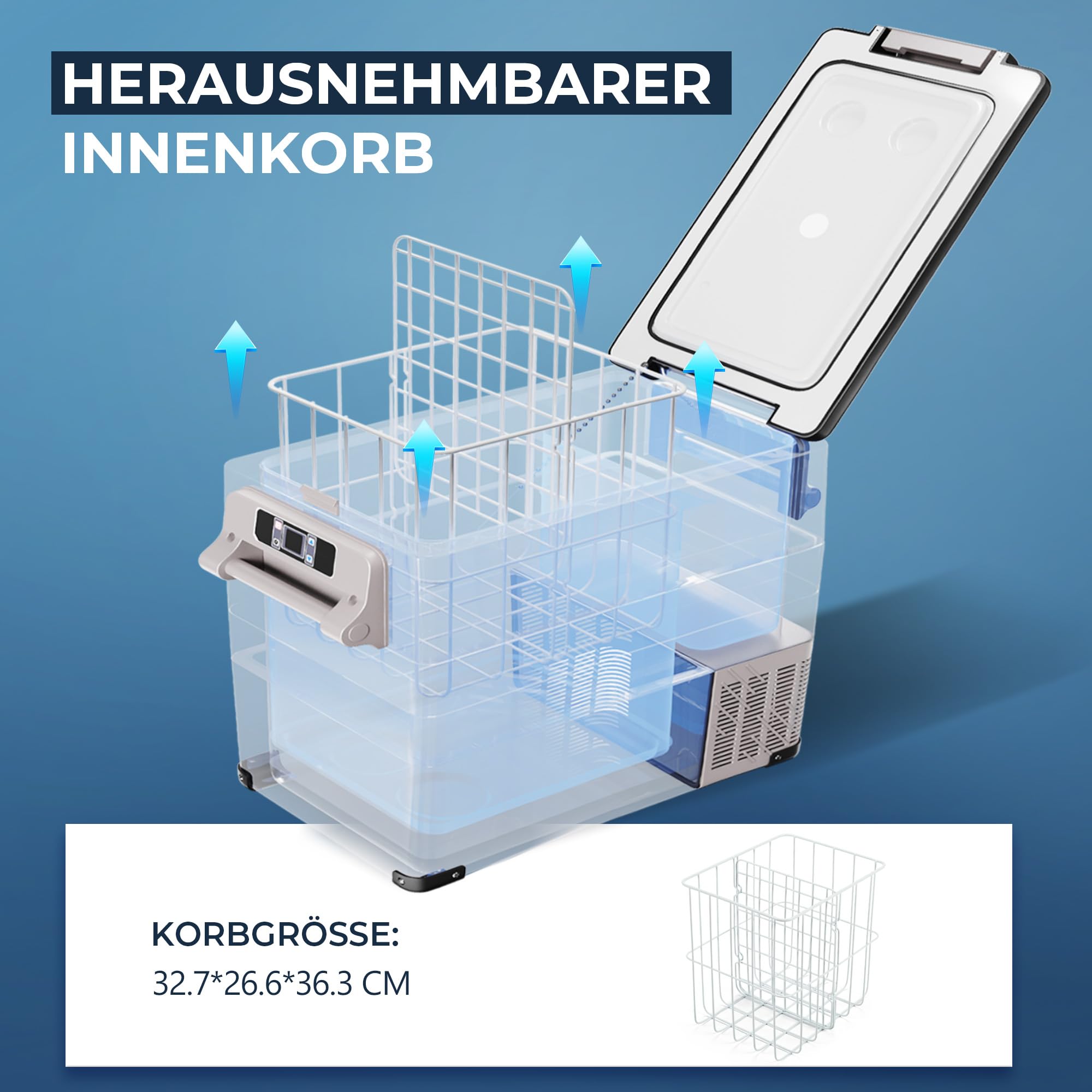 EUHOMY 40L Kompressor Kühlbox -20℃~20℃ 15-Min Schnellkühlung APP Steuerung ECO-Modus MAX-Modus 12/24V DC 100-240V AC 3-Stufen Batterieschutz Tragbar Leise