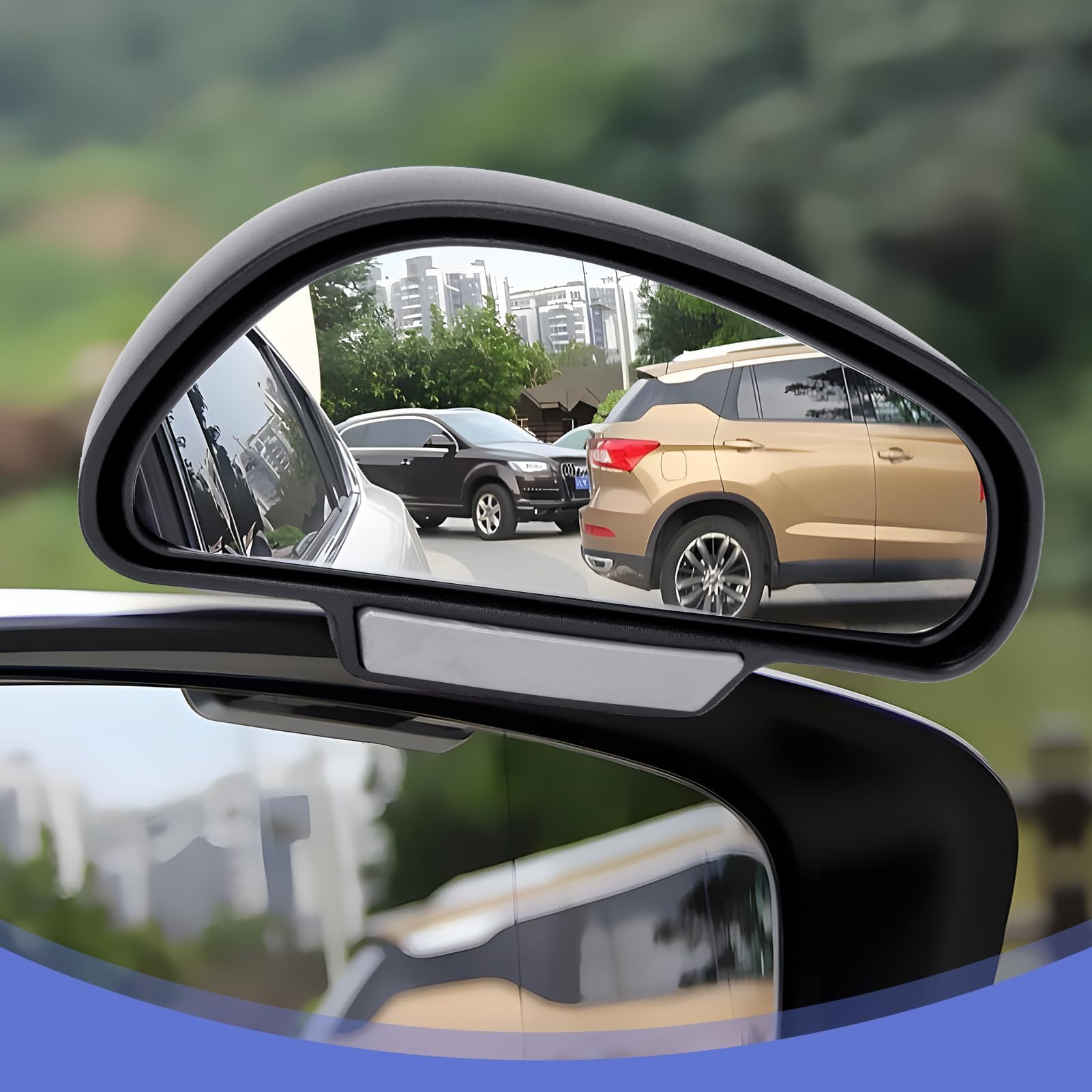 2pcs Miroir D'angle Mort Pour Rétroviseur, Miroir D'angle Mort de Voiture De Grand Angle, Rétroviseur Auxiliaire Réglable à 360 Degrés, Compatible avec Camion, SUV, Van,Noir