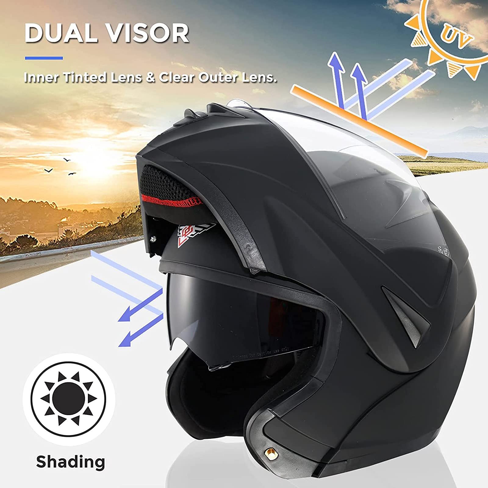 HZIH Cascos Moto Modulares Bluetooth Integrado Cascos Integrales Mujer Hombre ECE Homologado Cascos Abiertos De Moto con Doble Visera Abatible Cascos Moto Ventilado Casco Ligero Moto O,XS=53~54cm