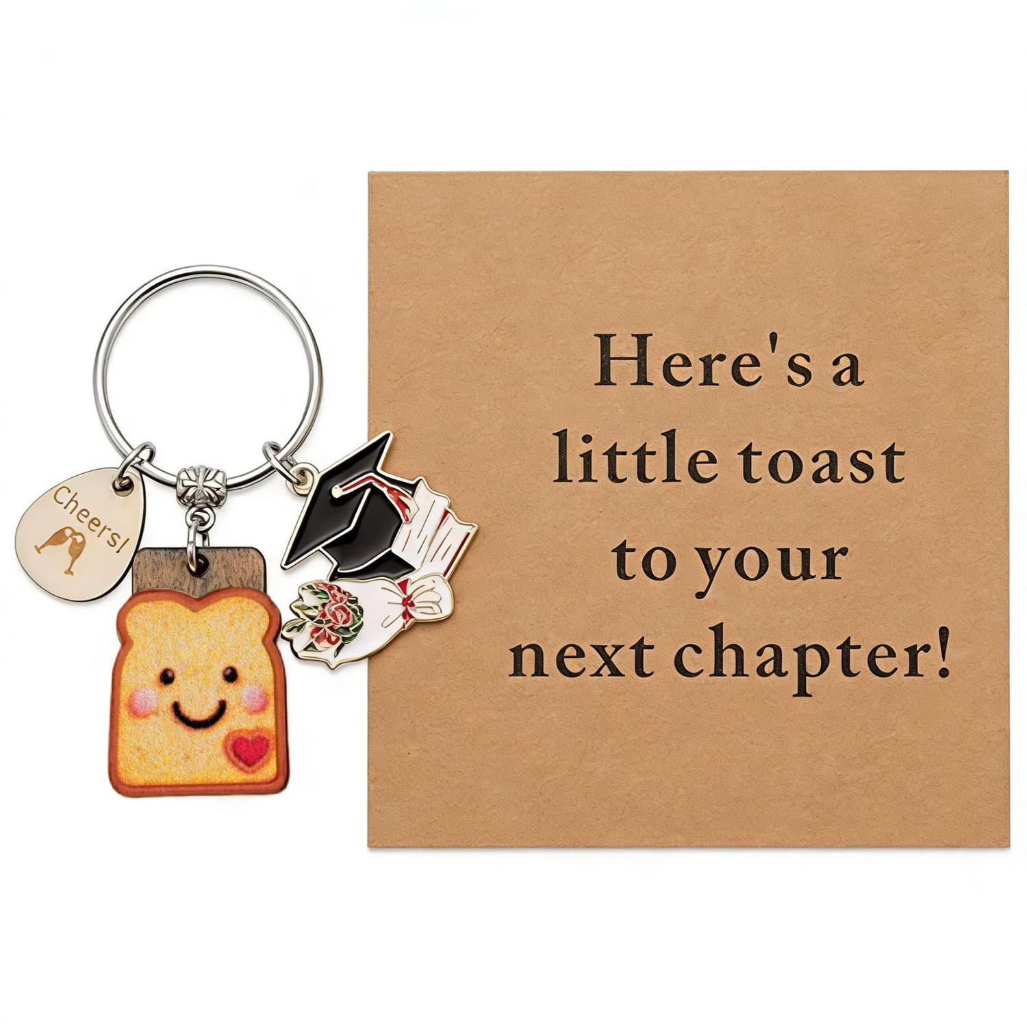 Extraible Women's Graduation Keychain Gift For Her Him, Cute Toast Keychain, New Beginnings Gifts For Friend As Next Chapter Stuff, Keyring Inspirational Gifts For High School College Senior