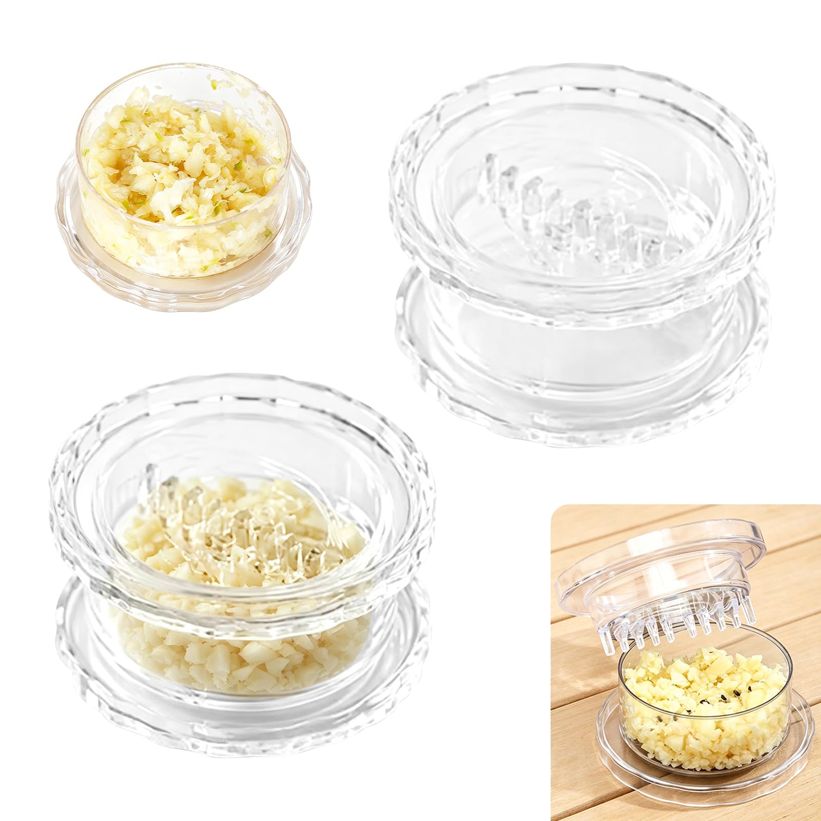 Manual Garlic Twister & Masher, Garlic Mincer & Garlic Press,Multi-Functional Mincer & Grinder for Garlic, Onion, Ginger, Nuts, Impact Resistant Kitchen Gadget & Home Accessory 2pc