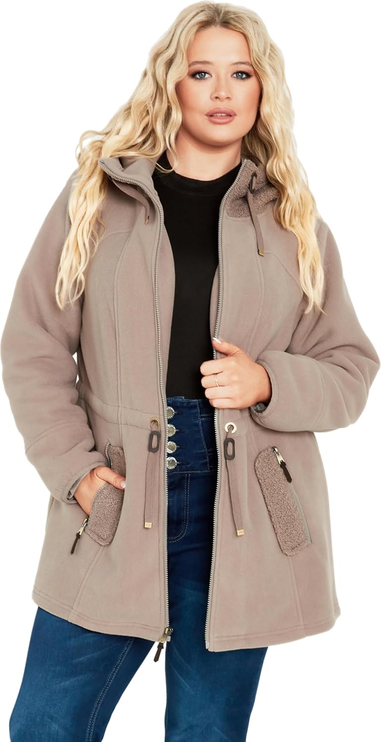Avenue Women's Plus Size Fleece Hood Coat