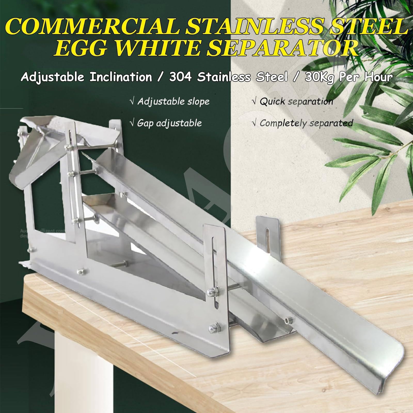 Egg Yolk Separator, 304 Stainless Steel Commercial Egg White Separator Machine, Output 500-800 Pcs/H Egg, Adjustable Slide To Adapt To Various Working Environments, for Home Kitchen