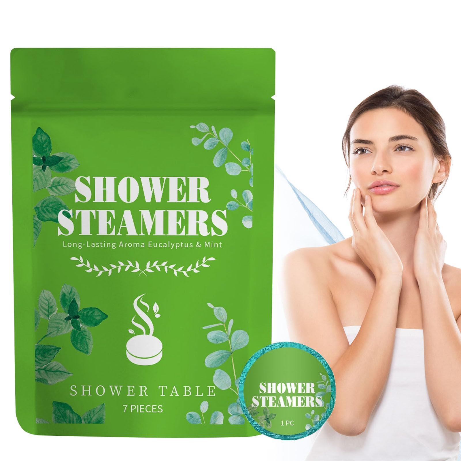 JHHskeostop Lot de 7 défroisseurs vapeur à la menthe, tablettes d'aromathérapie pour homme et femme, soin personnel et relaxation, tablettes vapeur pour soulager le stress