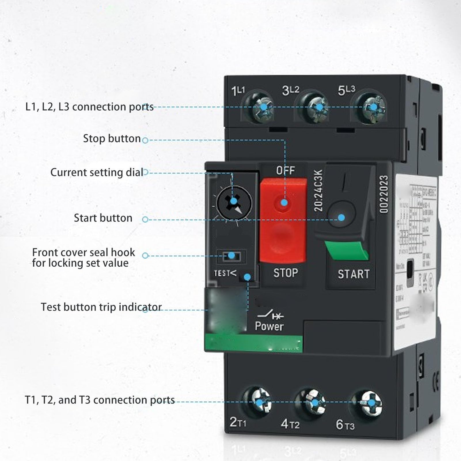 Interrupteurs de Protection de Moteur, Disjoncteur Magnétique Thermique, Protection contre les Surcharges sur Rail de 35mm, AC 690V (GV2-ME06 1-1,6A)