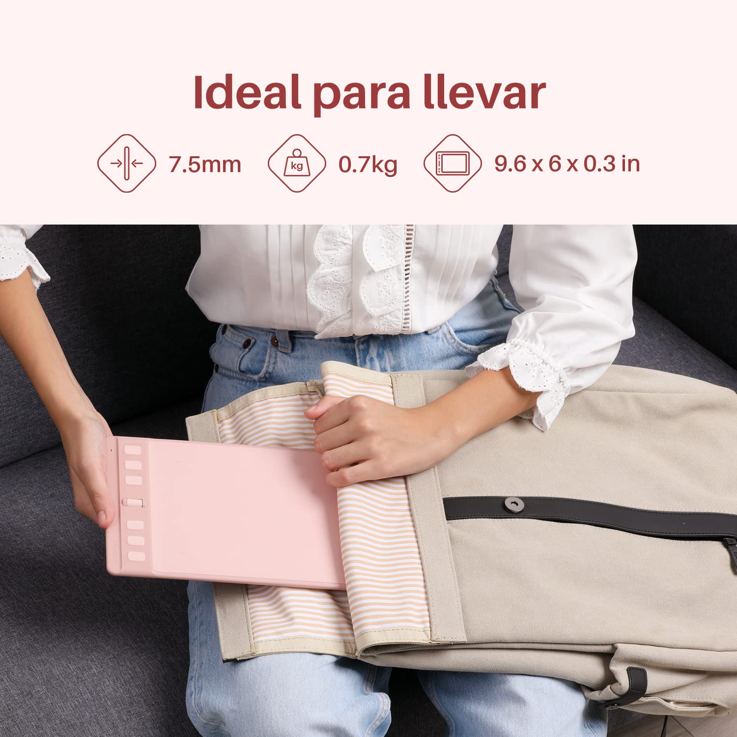 HUION Inspiroy 2 S Tableta Gráfica, 6 Teclas de Presión y Scroller, Nuevo Bolígrafo Digital PW110, Tableta de Dibujo Portátil de 6,3 x 3,9 Pulgadas para Dibujar, Estudiar y Trabajar Desde Casa, Rosa