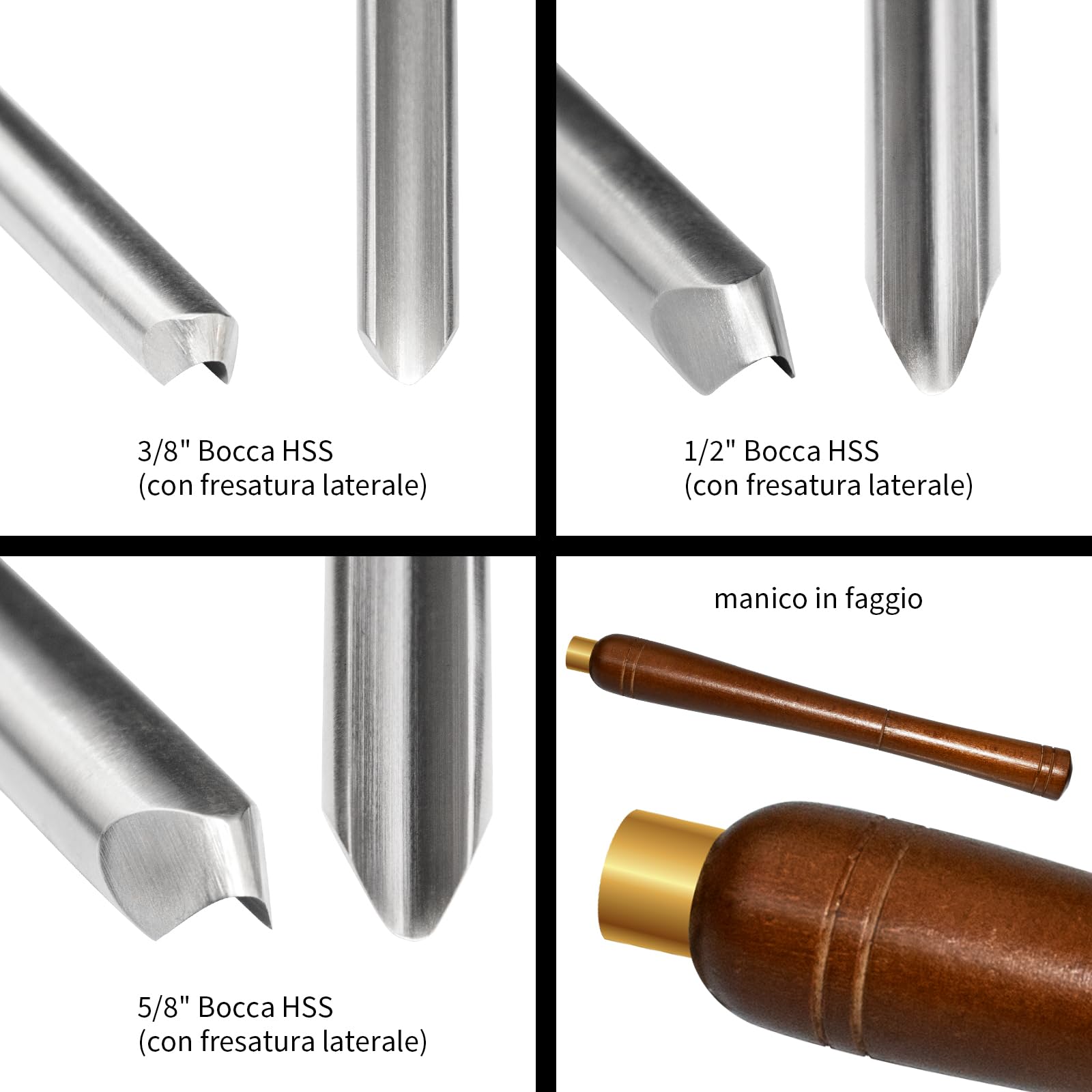 Lavorazione del legno Tornio Scalpello,HSS Sgorbia per Tornio per Legno, 10mm, 12mm e 16mm Utensili per Tornitura del Legno Scalpello