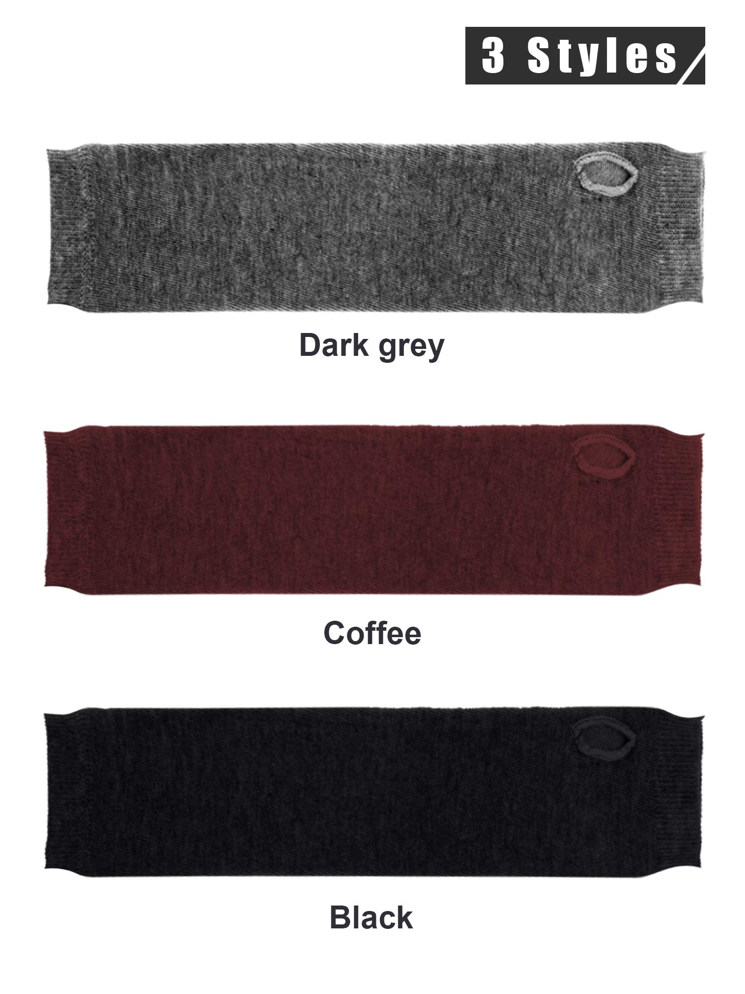 Bememo 3 Pairs Long Fingerless Gloves for Women Arm Warmers Unisex Arm Sleeves Knit Thumb Elbow Hole Stretchy Gloves Goth