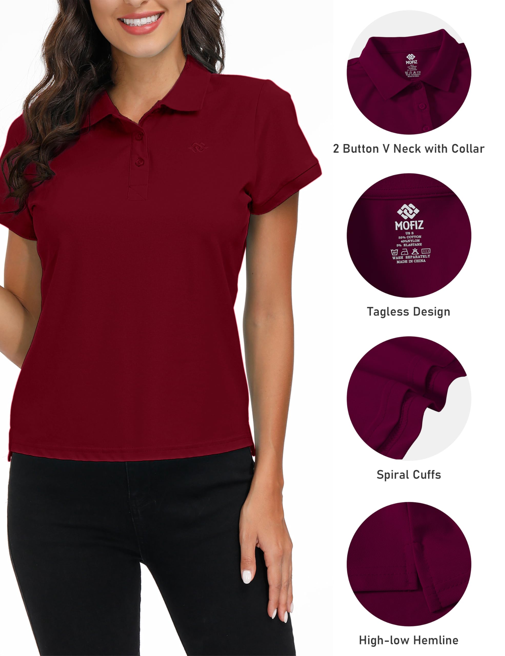 Damen Poloshirt Kurzarm Baumwolle Golf Polohemd Atmungsaktiv Fitness Sport Sommershirts