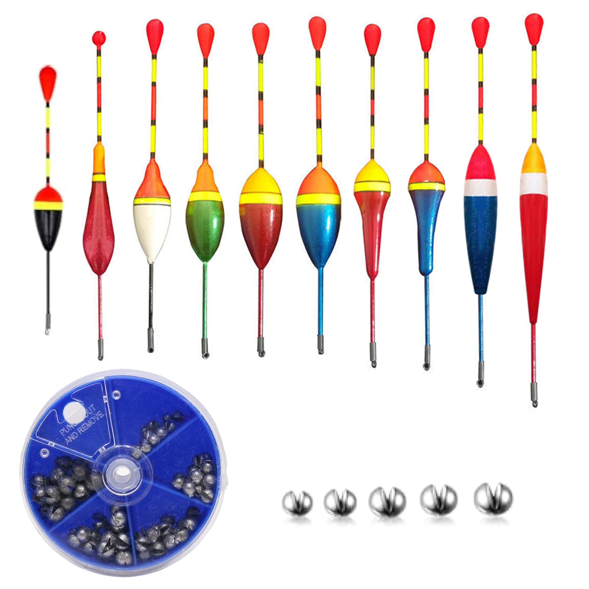 MAEXUS Zestaw 10 sztuk spławików wędkarskich, wędkowanie ołowiane, pływaki, spławiki do pstrągów, spławiki wędkarskie, 0,6g-4,5g, zestaw spławików wędkarskich do łowienia ryb spokojnych i pstrągów