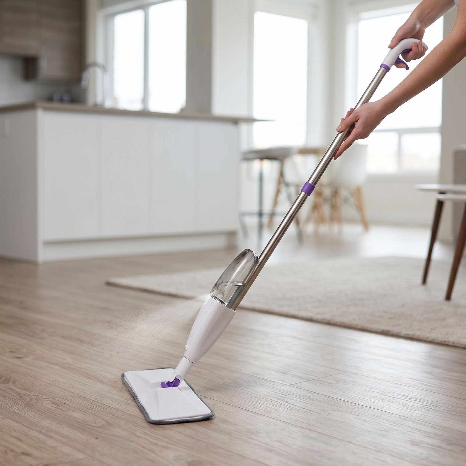 Zunate Piatto a Spruzzo con Serbatoio dell'acqua Rimovibile, per Pavimenti a Pannello Grande da 40 Cm con Spruzzatore, Chiusura con Gancio e Anello, Bagnato a Secco per Piastrelle in Legno, Marmo,
