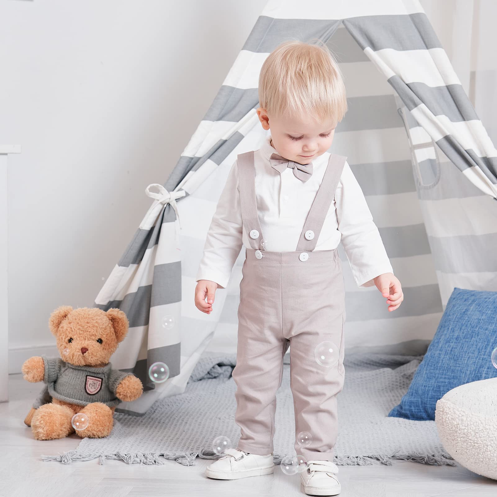 Bébé Garçons Costume De Baptême Gentleman Vêtements Ensembles Toddler Garçons À Manches Longues Cravate Costume De Mariage pour Le Printemps Automne