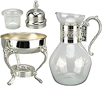 Vista 4 de Juego de tazas de café de vidrio vintage con tapa y taza, jarra de agua calentable para uso doméstico y oficina, 14 x 6.5 x 5.7 pulgadas, servicio