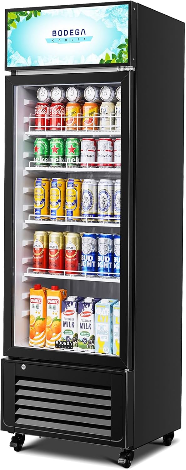 BODEGACOOLER Commercial Beverage Refrigerator and Cooler, 10.0 Cu.Ft Commercial Merchandiser Refrigerator with Soft LED Light, Commercial Fridge, Display Refrigerator with 240 cans & 120 bottles.