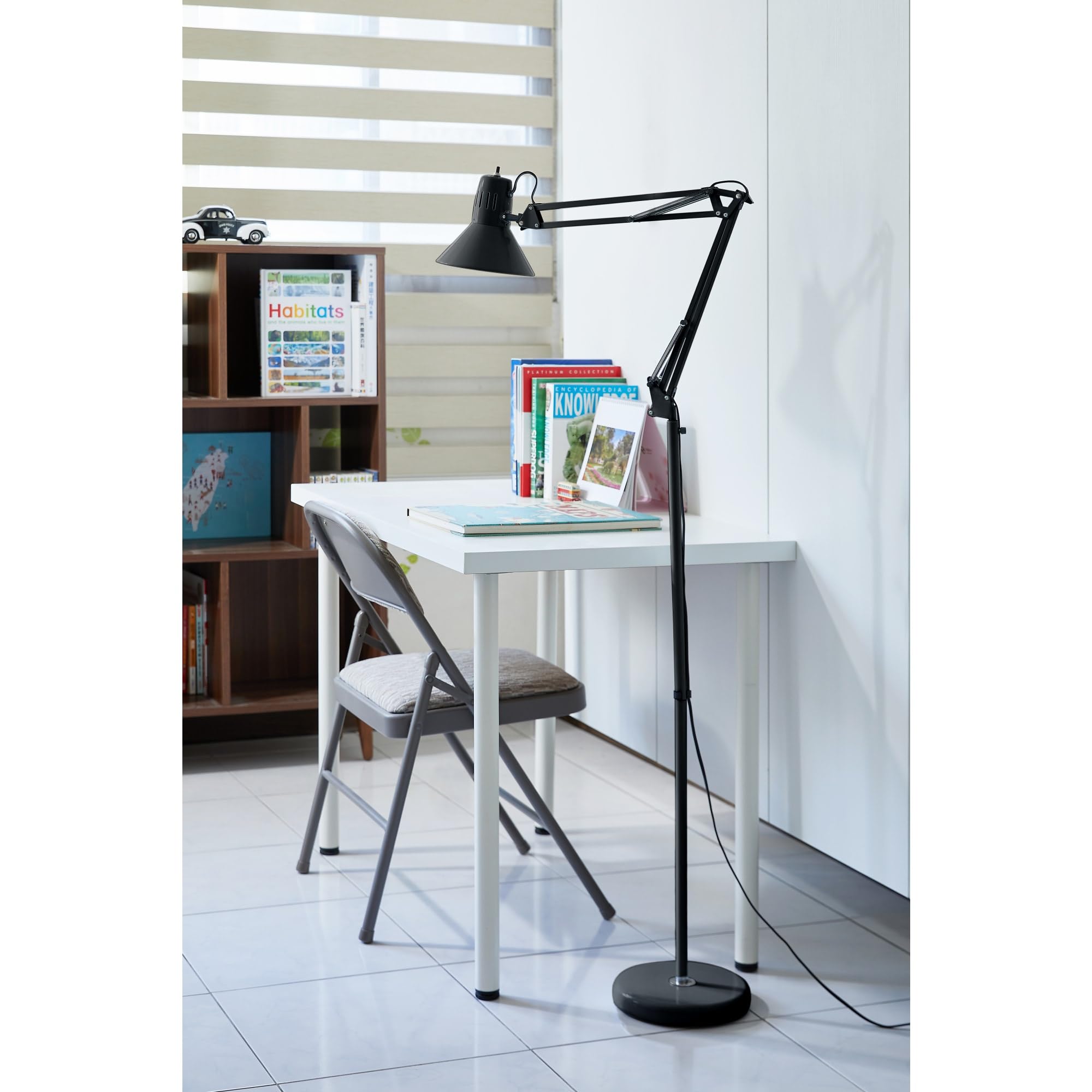 Office VLF100F - Lámpara de pie de metal con brazo oscilante, 72 pulgadas de alto con ajuste de juntas múltiples, incluye bombilla LED reemplazable (VLF), color negro 7