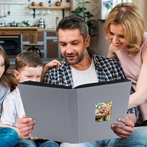 Miniatura 6 de Ywlake Álbum de fotos de 4 x 6 pulgadas, 400 bolsillos, álbumes de fotos de cuero con capacidad para 400 imágenes verticales, solo color gris