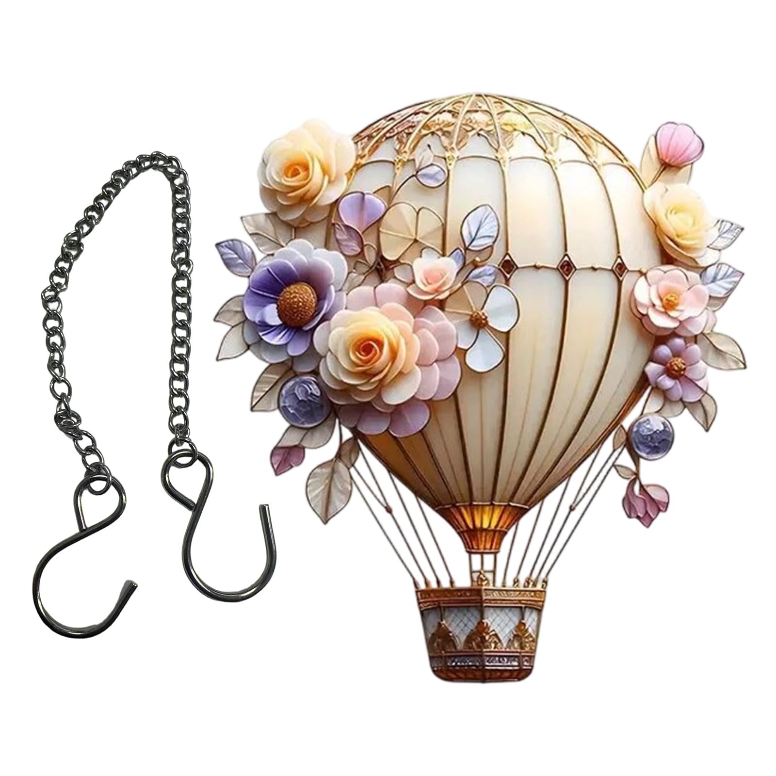 Stained Glass Window Hanging, 2D Acrylic Hot Air Balloon Sun Catchers Colorful Panel Hot Air Balloon Suncatchers Colorful Panels
