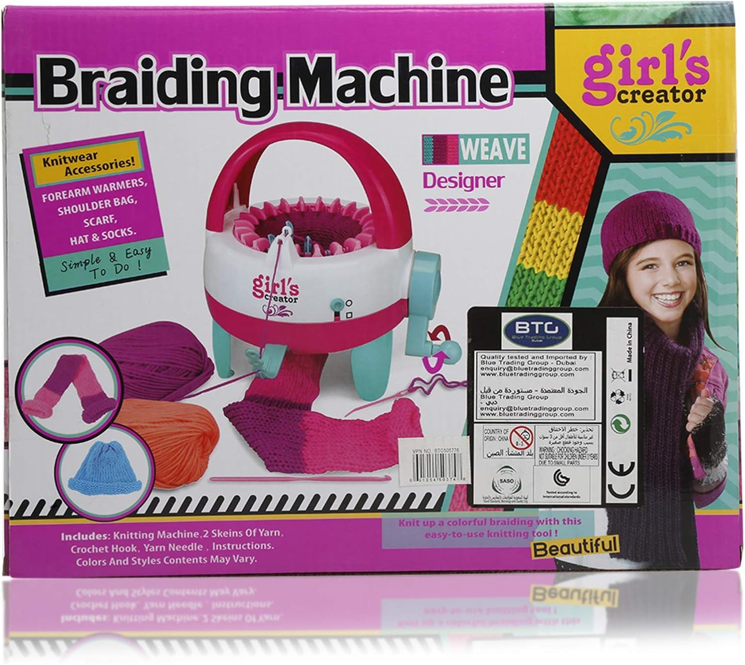 PANSHUB Girl’s Creator Braiding Machine Knitting Machine Kids Intellectual Weaving Loom Scarf Hat Socks Knitter Toy (Multi Color) 2