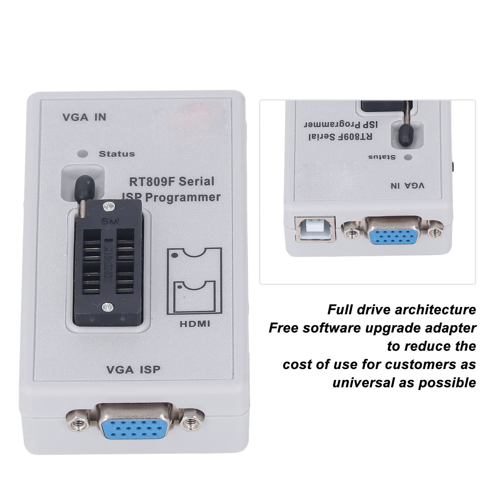 RT809F Programmeur de FAI Multifonctionnel, Read Write Flash Programmer SPI Flash, EEPROM, ni Flash, Facile à Utiliser, Portable, Compatible, avec un Adaptateur