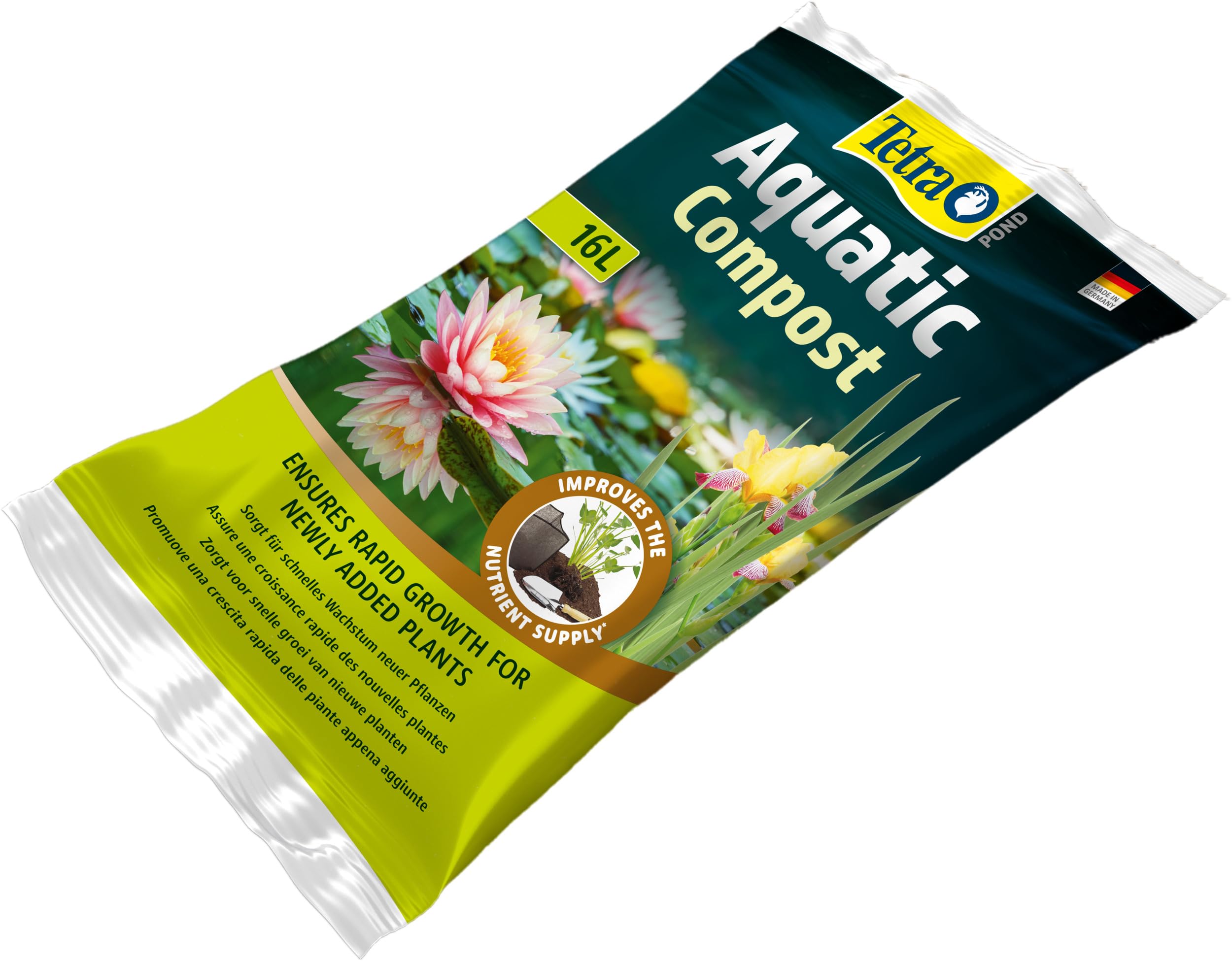 Tetra Pond AquaticCompost - Fertilizante, Tierra para Fondo de Cuenca - Nutrientes para Plantas de Estanque de jardín y Ornamento - Promueve el Crecimiento de Las Plantas - 16 L