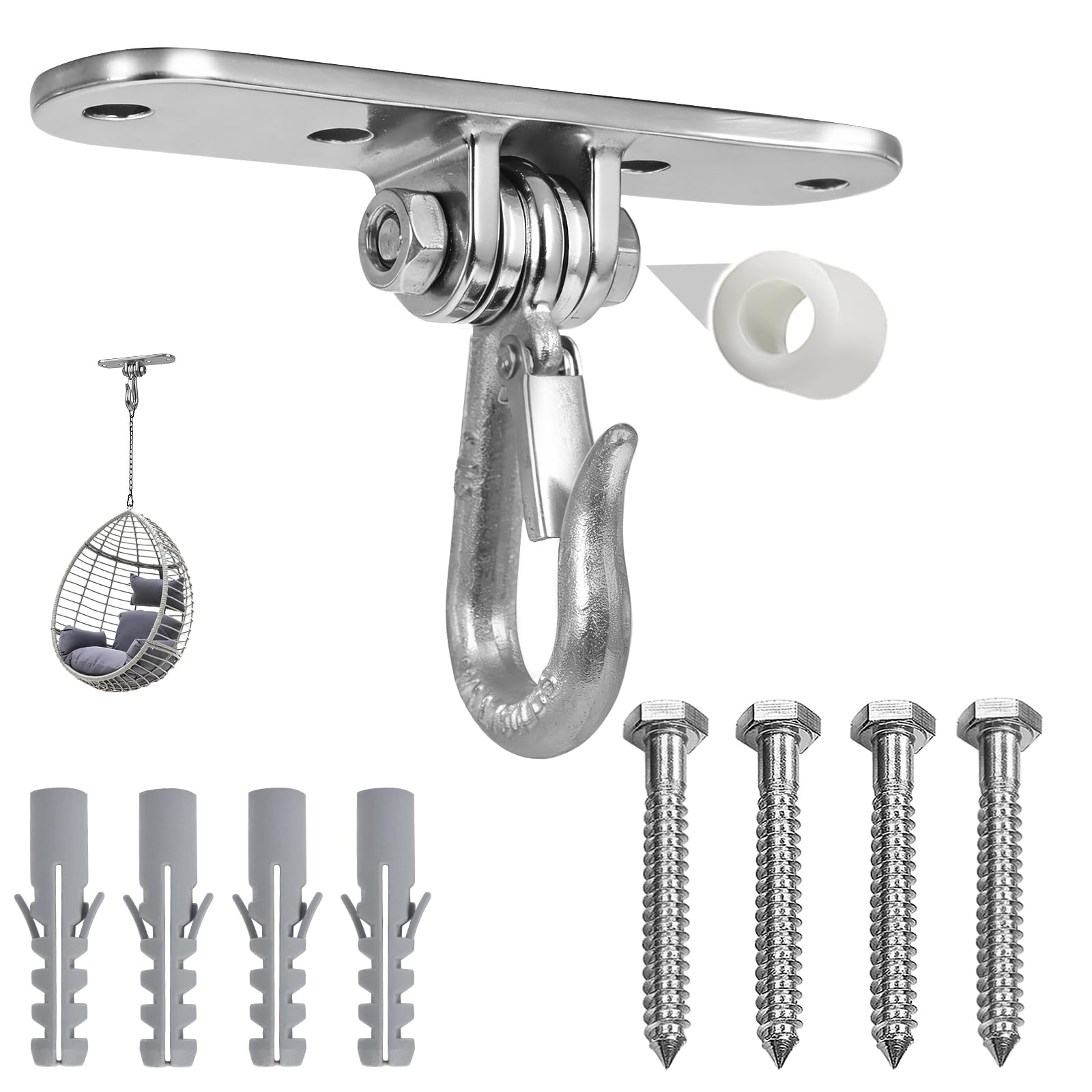ZoeZure Heavy Duty Swing Hangers with Hooks, Stainless Steel Ceiling Hooks