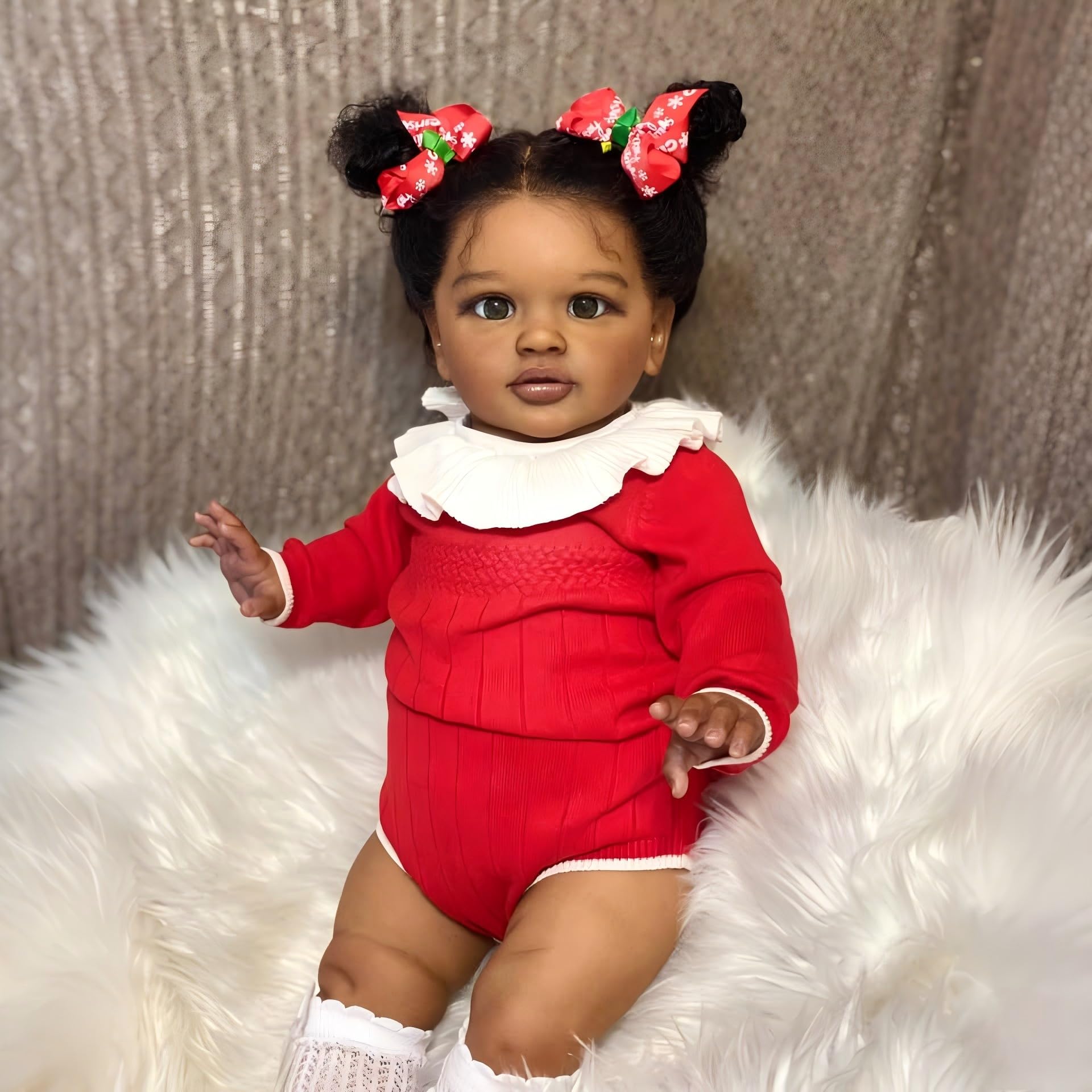 Pinky Lovely Reborn Baby Dolls Black Girl 26inch 66cm Soft Vinyl Lifelike Toddler Doll Real Look African American Newborn Baby Dolls Kids Toy for Ages 3+