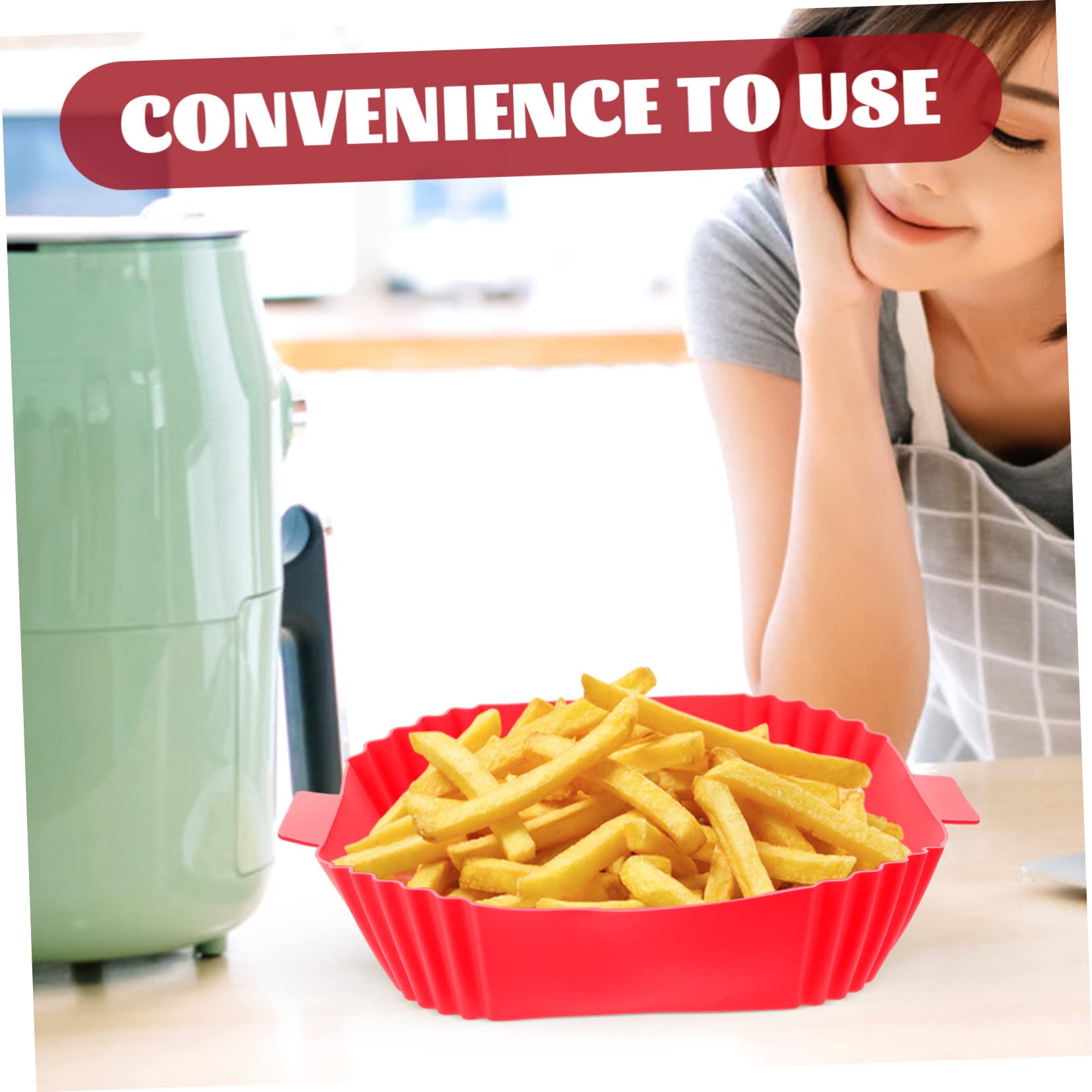 MOLUCKFU Silicone Air Fryer Mat Reusable Heat-resistant Liner Air Fryer Bowl for Easy Cooking Cleaning