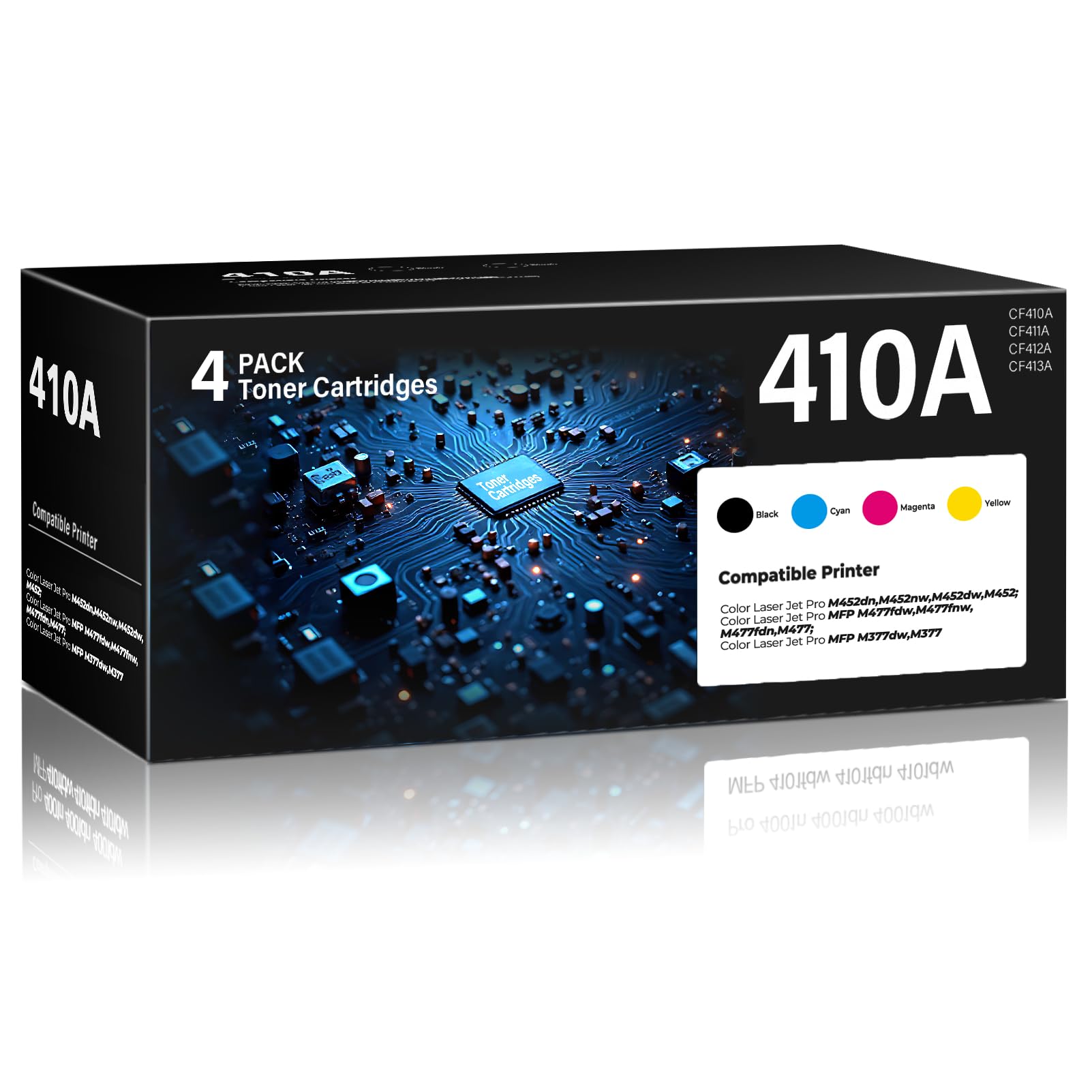 410A Toner Cartridges Color Laser Jet Pro M452 MFP M477 M377 series Compatible for HP 410A 410X Toner Cartridges 4 Pack for HP410A for Color Pro