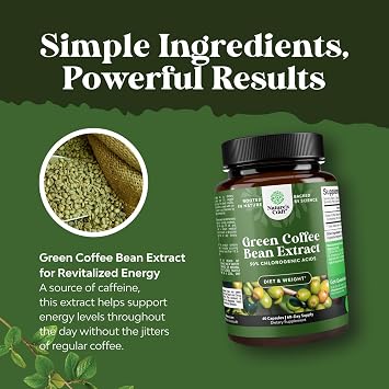 Pure Green Coffee Bean Extract - Energy & Mental Focus Support - 60 Count
