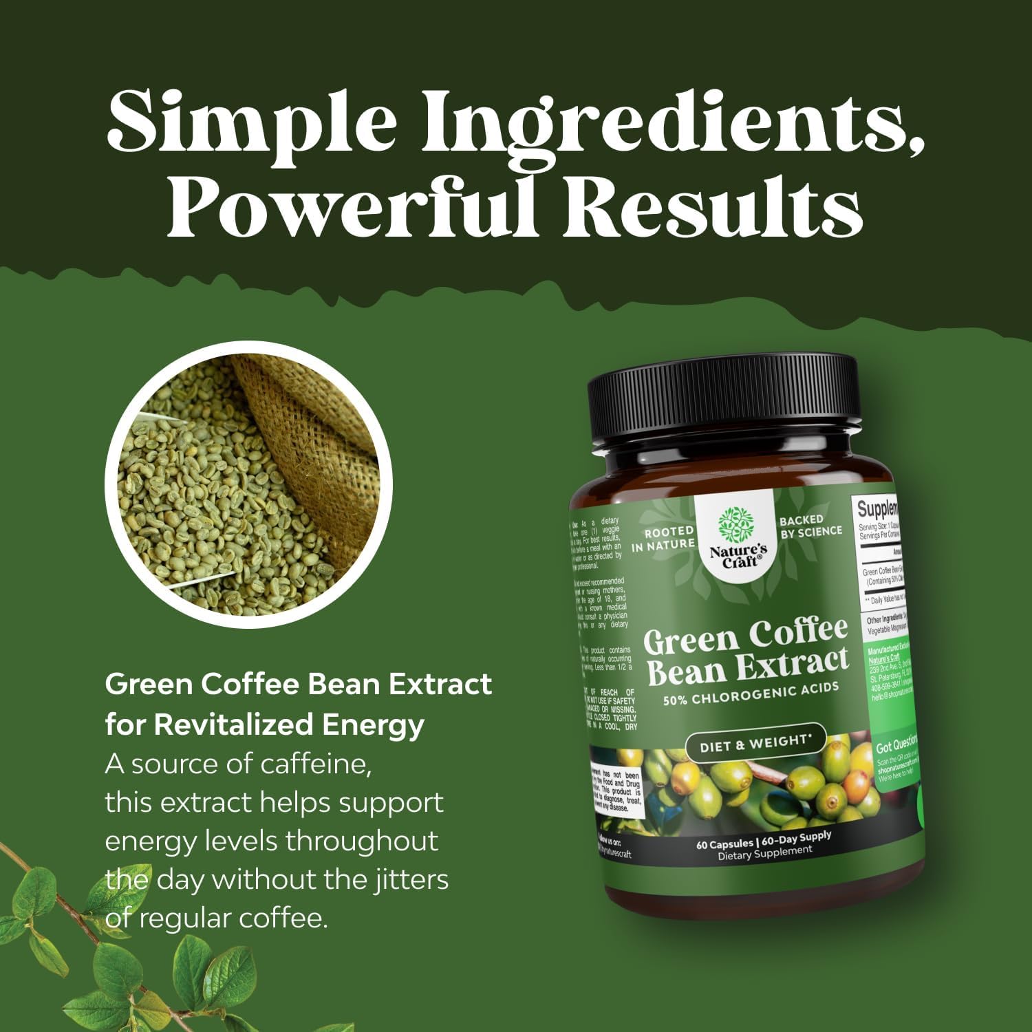Pure Green Coffee Bean Extract - Energy & Mental Focus Support - 60 Count — Amazon image 3