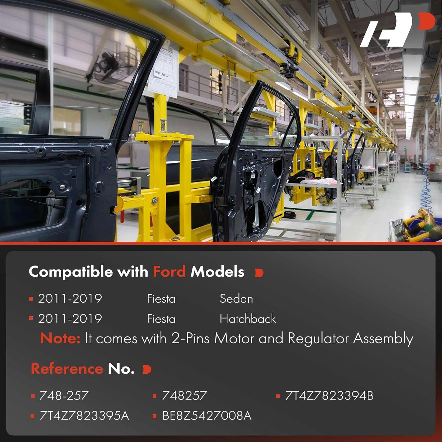 A-Premium Electric Power Window Regulator with Motor Compatible with Ford Fiesta 2011-2019, Rear Right Passenger Side, Replace# 7T4Z7823395A, BE8Z5427008A