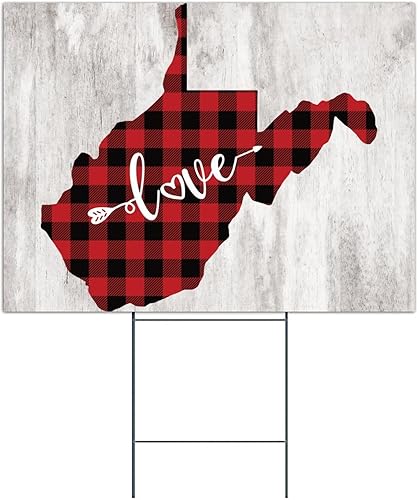 Miniatura 2 de Letrero de jardín de Virginia Occidental para decoración al aire libre para boda 18 x 24 pulgadas letrero de césped personalizado con contorno de