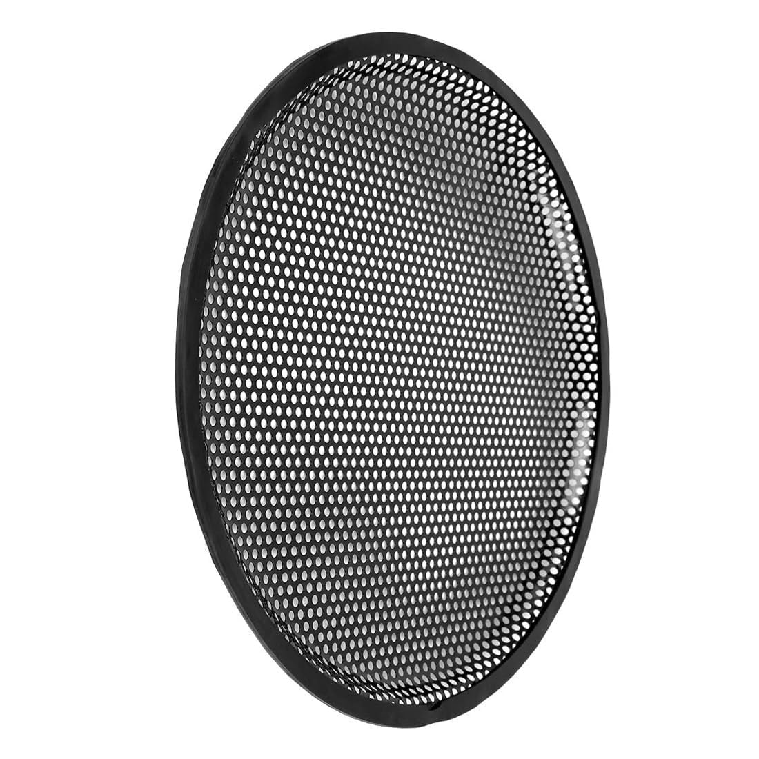 Lot de 2 grilles de protection gaufrées en métal pour haut-parleur de caisson de basses, caisson de basses, avec bord en caoutchouc et clips, 45,7 cm, noir