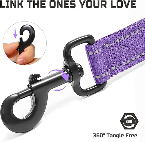 Miniatura 3 de Bolux Correa para perro de 5 pies, correa de cuerda resistente con 2 asas acolchadas, correa de entrenamiento de mascotas con doble asa reflectante