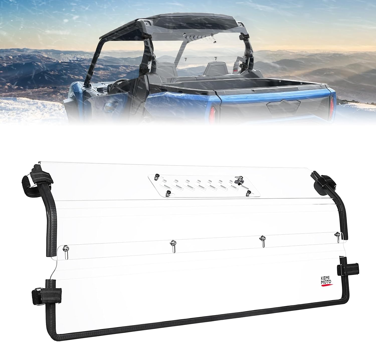 KEMIMOTO Vented Rear Windshield Compatible with Can-Am Commander & Commander Max 700/1000R 2021 2022 2023 2024 2025,1/5"Thick Clear Polycarbonate Rear Window Stronger than Glass Full Windscreen