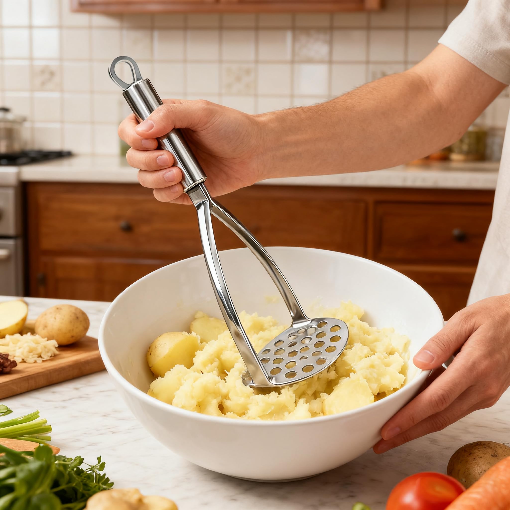 Presse-purée en acier inoxydable robuste pour purée de pommes de terre, légumes